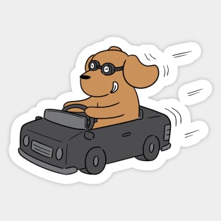 dog driving a car Sticker